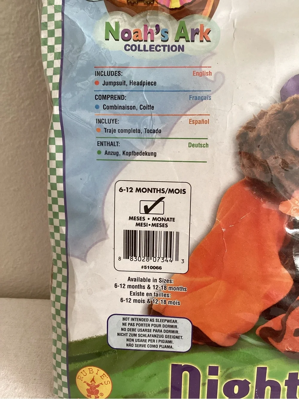 Noah's Ark 'Night Owl' Infant Costume 6-12 months